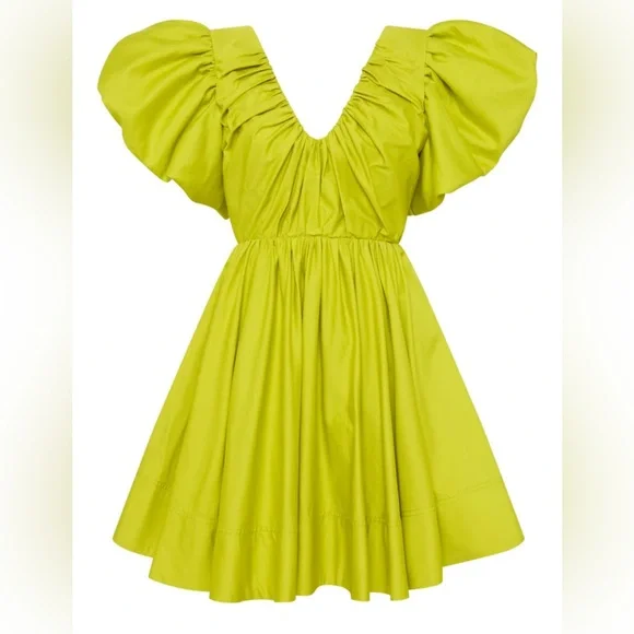 green emerald velvet dress Last piece ! Aje Breathless Frill Mini Linen Dress – For Reference Store main image 1